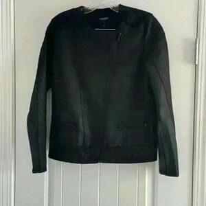 Liverpool Los Angeles  Black Jacket Coated Quilted Moto Zip  Pockets Small